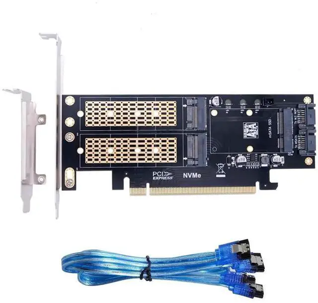 Alt view image 7 of 7 - 3 in 1 PCI-E 3.0 SSD Adapter Card, PCI Express 3.0 & Dual SATA to NGFF NVME M-Key, B/M-Key M.2 and MSATA SSD Converter Expansion Card for Desktop PC Storage Upgrade