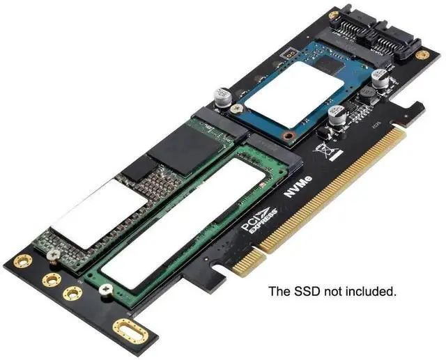 Alt view image 4 of 7 - 3 in 1 PCI-E 3.0 SSD Adapter Card, PCI Express 3.0 & Dual SATA to NGFF NVME M-Key, B/M-Key M.2 and MSATA SSD Converter Expansion Card for Desktop PC Storage Upgrade