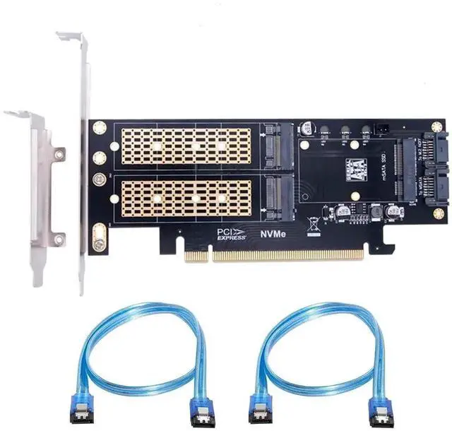 Alt view image 6 of 7 - 3 in 1 PCI-E 3.0 SSD Adapter Card, PCI Express 3.0 & Dual SATA to NGFF NVME M-Key, B/M-Key M.2 and MSATA SSD Converter Expansion Card for Desktop PC Storage Upgrade