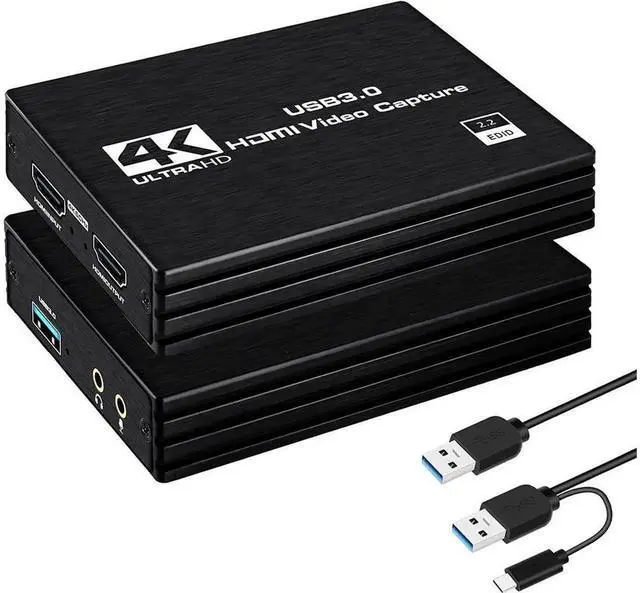 Main image of 4K HDMI Video Capture Card, HDMI to USB & Type-C Dual Interface Game Capture Adapter, Supports 1080P 60FPS Recording for Live Streaming, Video Recording, Screen Sharing, Compatible with PC, PS4, Xbox,