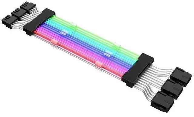 Alt view image 3 of 5 - 0.98FT ARGB 5V RGB Dual 8Pin PSU Extension Cable, 2 PCI-E 6+2Pin GPU Power Extension Cord, Synchronizable Rainbow Light Strip, ATX Graphics Card Power Cable for PC Chassis Mod Decoration