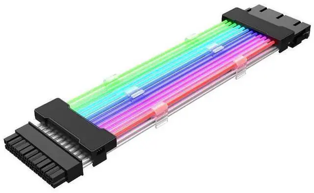 Alt view image 4 of 5 - 0.98FT ARGB 5V RGB Dual 8Pin PSU Extension Cable, 2 PCI-E 6+2Pin GPU Power Extension Cord, Synchronizable Rainbow Light Strip, ATX Graphics Card Power Cable for PC Chassis Mod Decoration