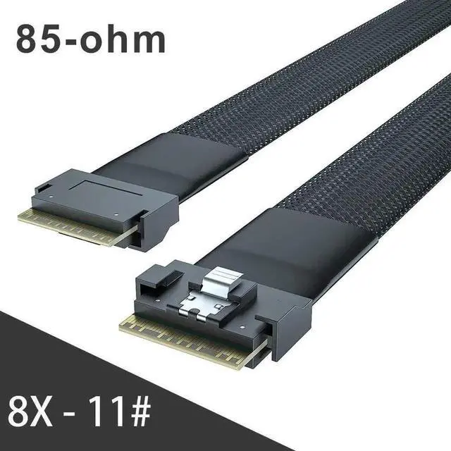 Alt view image 2 of 3 - 0.75-0.8m 24G Internal SlimSAS SFF-8654 to SFF-8654 8i PCIe 4.0 Cable, 85-Ohm Impedance High Speed Server Internal Cord for High-Density Servers and NVMe Enterprise Storage Arrays