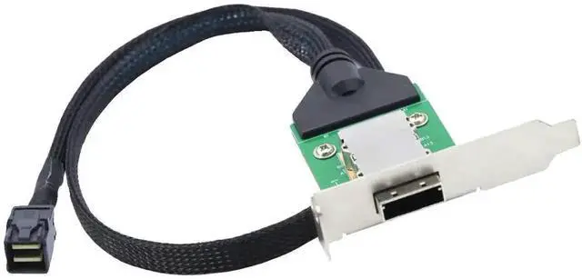 Alt view image 6 of 7 - 50cm SFF-8643 Mini SAS HD Host to SFF-8088 External Mini SAS Female Adapter Cable with Low Profile Bracket Internal to External Server Storage Conversion Cord for RAID HBA Controller Expansion