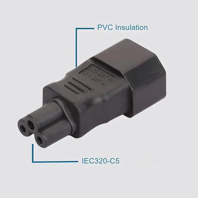 Alt view image 2 of 4 - C14 Male to C5 Female IEC Power Converter Adapter Universal IEC Socket Plug Conversion Connector for Desktop Computer, Monitor, TV, PDU, UPS, Server Power Cord Connection Replacement Accessory