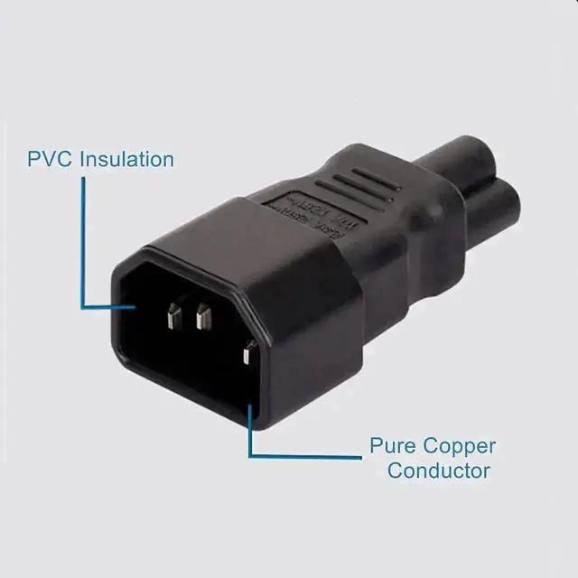 Alt view image 3 of 4 - C14 Male to C5 Female IEC Power Converter Adapter Universal IEC Socket Plug Conversion Connector for Desktop Computer, Monitor, TV, PDU, UPS, Server Power Cord Connection Replacement Accessory