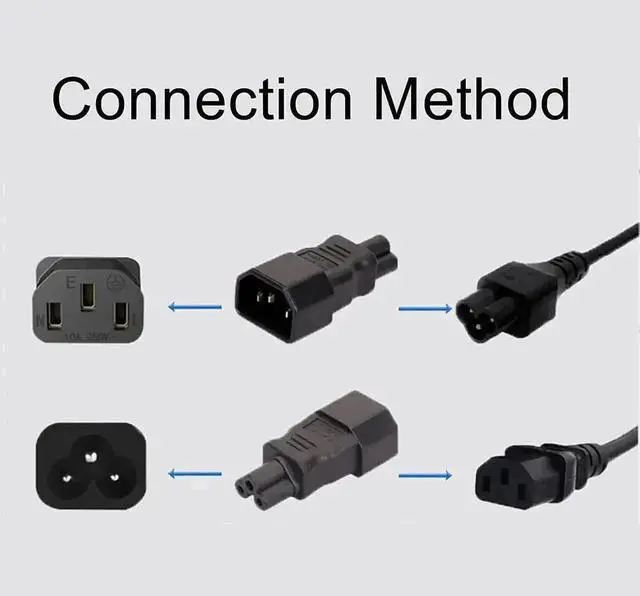 Alt view image 4 of 4 - C14 Male to C5 Female IEC Power Converter Adapter Universal IEC Socket Plug Conversion Connector for Desktop Computer, Monitor, TV, PDU, UPS, Server Power Cord Connection Replacement Accessory