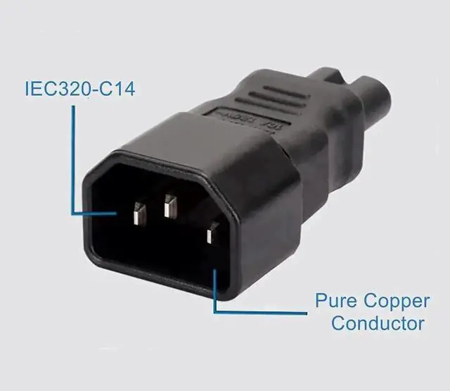Alt view image 4 of 4 - IEC320 C14 Male to C7 Female Power Plug Adapter Universal IEC Socket Converter Replacement Connector for Laptop Charger, Television, PDU, UPS, Server and Computer Equipment Power Cord Connection