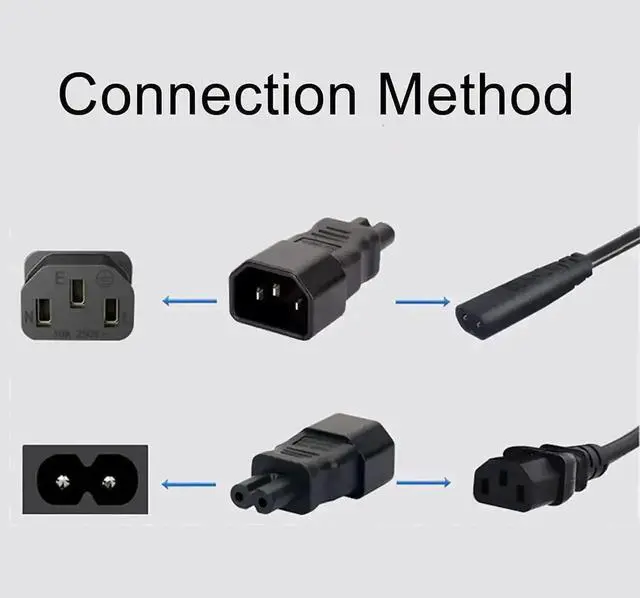 Alt view image 3 of 4 - IEC320 C14 Male to C7 Female Power Plug Adapter Universal IEC Socket Converter Replacement Connector for Laptop Charger, Television, PDU, UPS, Server and Computer Equipment Power Cord Connection