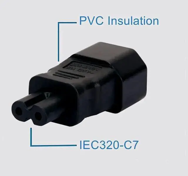 Alt view image 2 of 4 - IEC320 C14 Male to C7 Female Power Plug Adapter Universal IEC Socket Converter Replacement Connector for Laptop Charger, Television, PDU, UPS, Server and Computer Equipment Power Cord Connection
