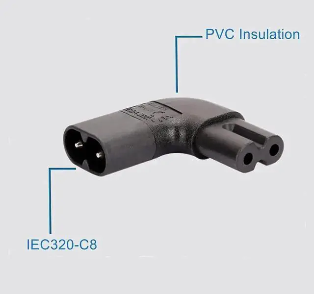 Alt view image 4 of 5 - IEC320 C8 Male to C7 Female Power Plug Adapter Universal Figure 8 IEC Socket Converter Connector for Television, Laptop Charger, PDU, UPS, Mini PC and Household Electrical Equipment Power Cord Replace
