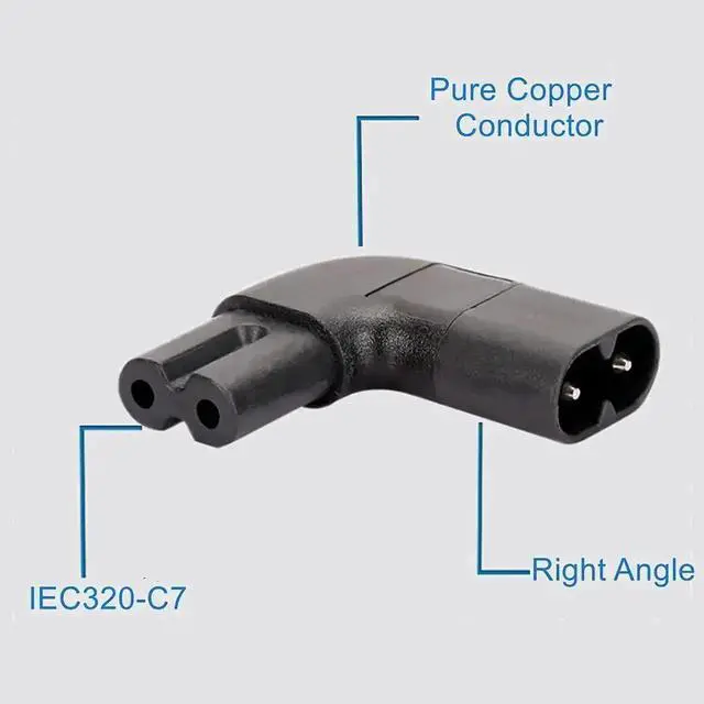 Alt view image 3 of 5 - IEC320 C8 Male to C7 Female Power Plug Adapter Universal Figure 8 IEC Socket Converter Connector for Television, Laptop Charger, PDU, UPS, Mini PC and Household Electrical Equipment Power Cord Replace
