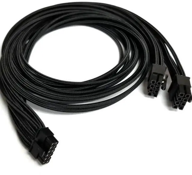 Main image of 24 Inch PCIe 5.0 12VHPWR 16Pin GPU Power Cable Dual CPU 8Pin to 12+4 Modular PSU Cord 600W for RTX 3090Ti 4080 4090, Fits ASUS Seasonic Phanteks Revolt Power Supply