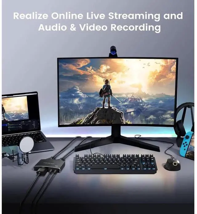Alt view image 3 of 7 - USB 3.0 4K 60Hz HDMI Video Audio Capture Card with 4K Loopout 1080P 60FPS Game Recording Adapter for Live Streaming Compatible with PS5 Nintendo Switch Camera PC OBS Studio Broadcast Equipment