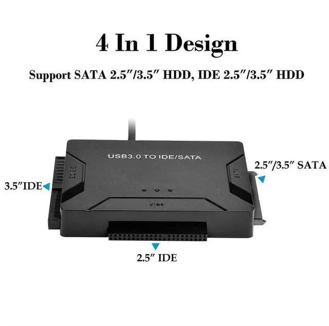 Alt view image 6 of 7 - USB 3.0 to IDE SATA 4 in 1 Hard Drive Adapter Converter Supports 2.5/3.5 Inch HDD SSD Up to 8TB Max Capacity External Disk Data Transfer Dock for Desktop Laptop Hard Disk File Backup & Recovery