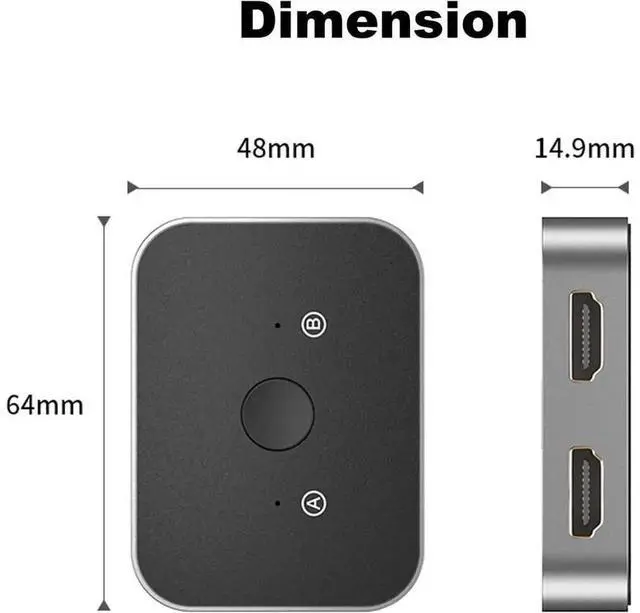 Alt view image 4 of 7 - 2 Port Bi-Directional HDMI 2.1 Switch Aluminum Alloy Housing 2 In 1 Out 8K@60Hz 4K@120Hz Switcher Splitter Compatible with PS5 Xbox Fire TV Stick Roku Blu-ray Player Game Console HDTV Monitor Projecto