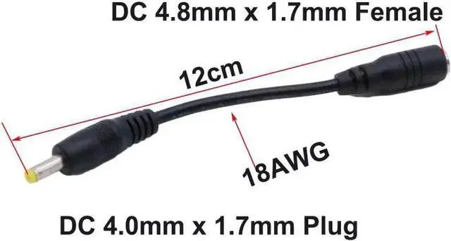 Alt view image 2 of 4 - 1 Piece DC Power Extension Cable 4.0x1.7mm Male to 4.8x1.7mm Female Barrel Plug Adapter Cord for CCTV Security Camera LED Strip Router Monitor Power Supply Connection