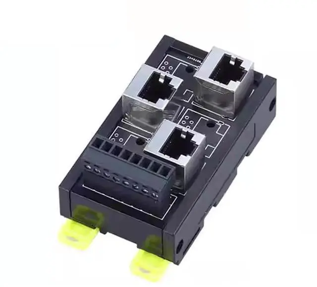 Main image of 3 Port RJ45 Industrial Ethernet Breakout Adapter Triple LAN Female Jack to 8-Pin Screw Terminal Block DIN Rail Mount ESD Surge Protection Wiring Converter for PLC Industrial Control Cabinet Field Wiri