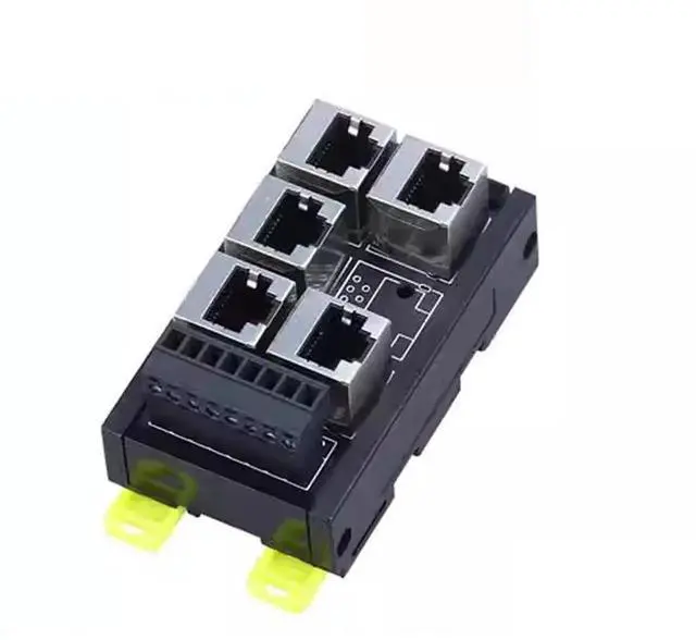 Main image of 5 Port RJ45 Industrial Ethernet Breakout Adapter to 8-Pin Screw Terminal Block, DIN Rail Mount ESD Surge Protected Passive Wiring Converter for PLC Factory Automation Control Cabinet