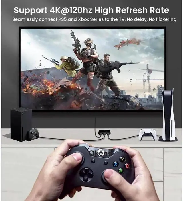 Alt view image 5 of 6 - 2 in 1 Out Bi-Directional HDMI 2.1 Switch, 8K@60Hz 4K@120Hz 1080P@240Hz HDMI Switcher, Supports 1 Input to 2 Outputs or 2 Sources to 1 Display for Game Consoles HDTV Projector