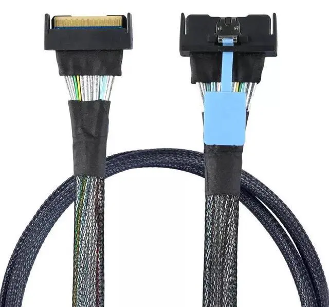 Main image of 0.8m PCIe 5.0 SAS MCIO SFF-8654 8I 74Pin Interconnect Cable, MCIO 74P to SFF-8654 8I High Speed Server Storage Cable for Rack Server Backplane NVMe SSD NAS Storage System
