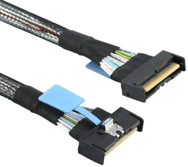 Alt view image 4 of 6 - 0.8m PCIe 5.0 SAS MCIO SFF-8654 8I 74Pin Interconnect Cable, MCIO 74P to SFF-8654 8I High Speed Server Storage Cable for Rack Server Backplane NVMe SSD NAS Storage System