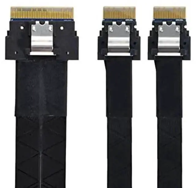 Main image of 40cm PCIe 4.0 Ultraport Slimline SAS Splitter Cable, SFF-8654 8I 74Pin to Dual SFF-8654 4I 38Pin Server Internal Interconnect Cord for NVMe SSD Backplane Storage Controller Expansion