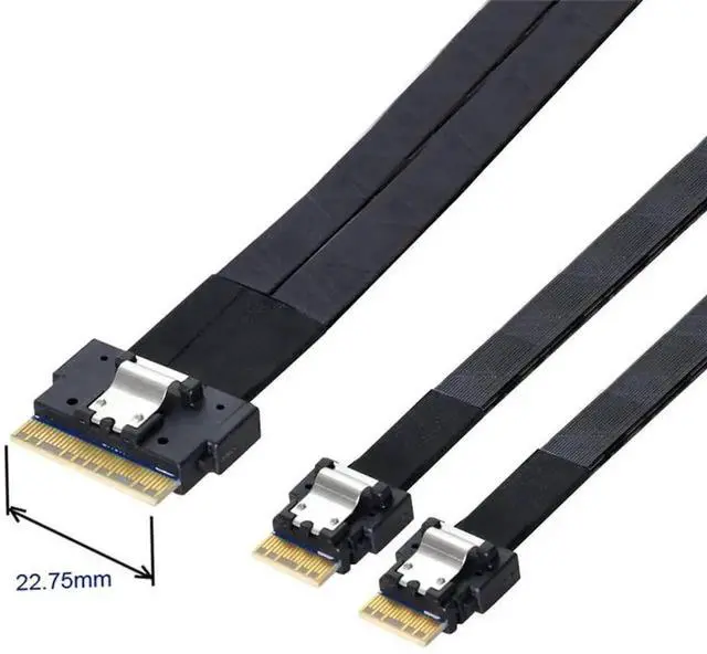 Alt view image 4 of 7 - 40cm PCIe 4.0 Ultraport Slimline SAS Splitter Cable, SFF-8654 8I 74Pin to Dual SFF-8654 4I 38Pin Server Internal Interconnect Cord for NVMe SSD Backplane Storage Controller Expansion