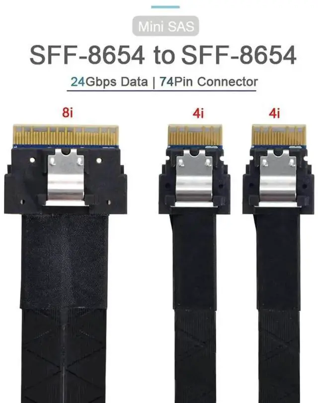 Alt view image 7 of 7 - 40cm PCIe 4.0 Ultraport Slimline SAS Splitter Cable, SFF-8654 8I 74Pin to Dual SFF-8654 4I 38Pin Server Internal Interconnect Cord for NVMe SSD Backplane Storage Controller Expansion