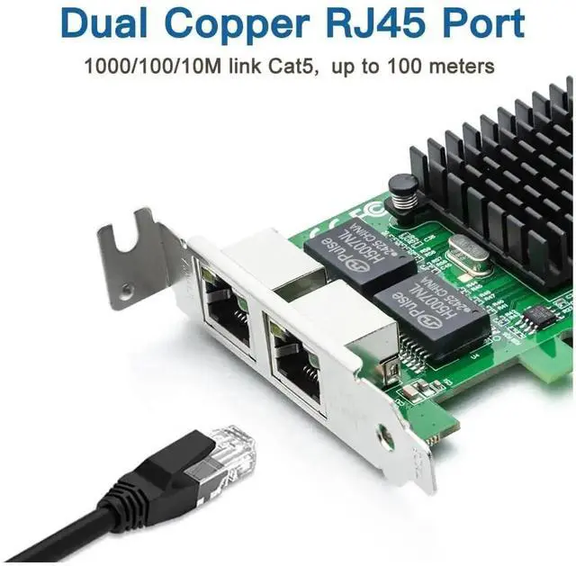 Alt view image 5 of 7 - Dual Port Gigabit PCIe X1 Ethernet Network Card with Intel 82576 Controller Chip, Equivalent to Intel E1G42ET, 2×RJ45 Gigabit Ports, PCI Express 2.1 X1 Slot, Comes with Low Profile Bracket for Windows