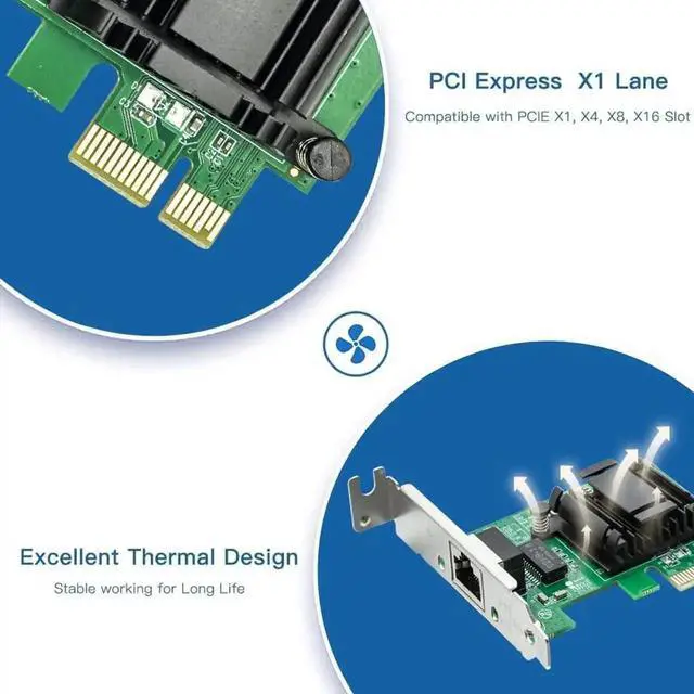 Alt view image 2 of 7 - Single Port Gigabit PCIe X1 Ethernet Network Card with Intel 82574L Chip, Performance Equivalent to Intel EXPI9301CT / EXPI9301CTBLK, 1×RJ45 Gigabit LAN Adapter Compatible with Windows Windows Server