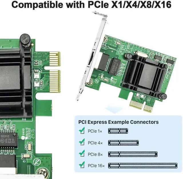 Alt view image 4 of 7 - Single Port Gigabit PCIe X1 Ethernet Network Card with Intel 82574L Chip, Performance Equivalent to Intel EXPI9301CT / EXPI9301CTBLK, 1×RJ45 Gigabit LAN Adapter Compatible with Windows Windows Server