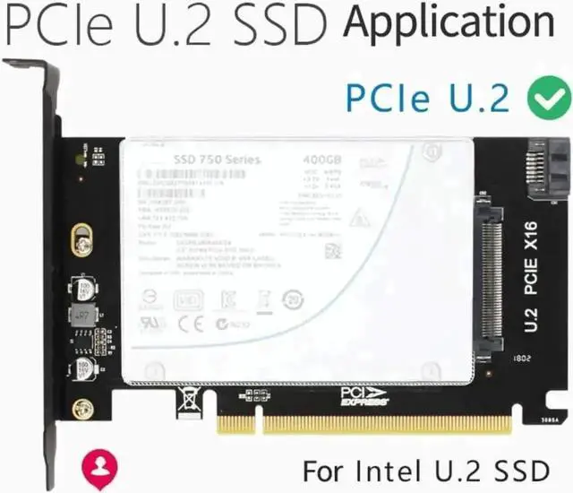 Alt view image 7 of 7 - U.2 SFF-8639 to PCIe 3.0 X16 Adapter Card, NVMe & SATA U.2 SSD PCI-E Expansion Converter, Fully Compatible with Windows 7/8/10 32/64 Bit macOS and Linux Operating Systems