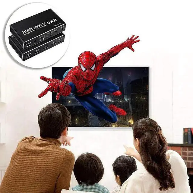 Alt view image 2 of 7 - Torpedo Nova 2x2 HDMI Matrix Switch, 2 In 2 Out Bi-directional HDMI Matrix Supports 4K@60Hz YUV 4:2:0, HDR & 3D Video Format, Independent Output Display Routing Control for Home Theater Conference Gam