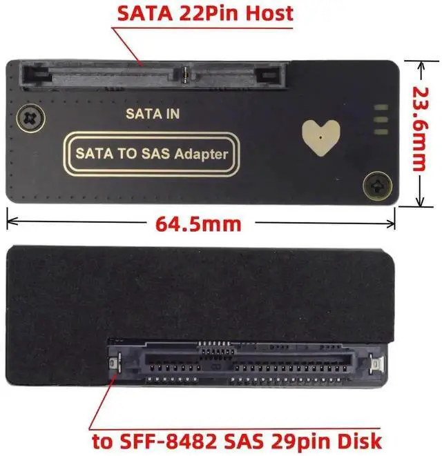 Alt view image 2 of 7 - SFF-8482 SAS 29Pin to SATA 7+15 22Pin Hard Drive RAID Adapter Card, Built-in SAS Conversion Controller Chip with Independent Power Port, 6Gbps SAS to SATA Converter for Desktop PC Server Storage Upgra