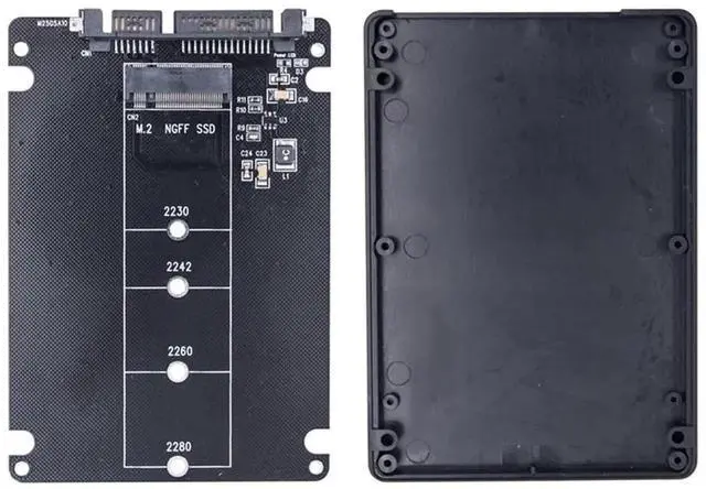 Alt view image 4 of 4 - M.2 NGFF B Key SSD to 2.5 Inch SATA 3 Adapter Card with Enclosure Case, SATA Protocol M.2 B Key Solid State Drive Converter for Laptop Desktop Storage Expansion