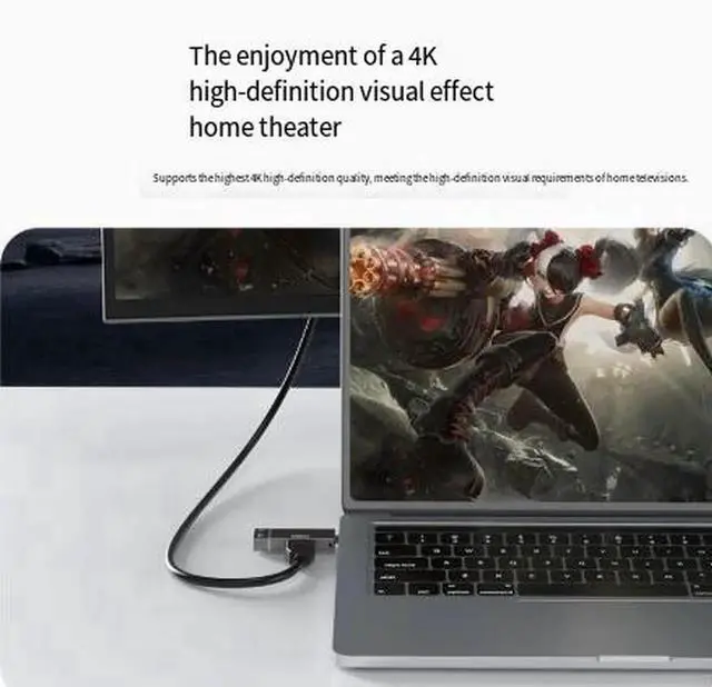 Alt view image 3 of 4 - 3-in-1 USB C to HDMI Adapter 4K@60Hz, Type C to HDMI Video Converter with 3.5mm Audio Jack and 100W PD Power Delivery Port, Plug and Play for MacBook, iPad, Smartphones and Laptops