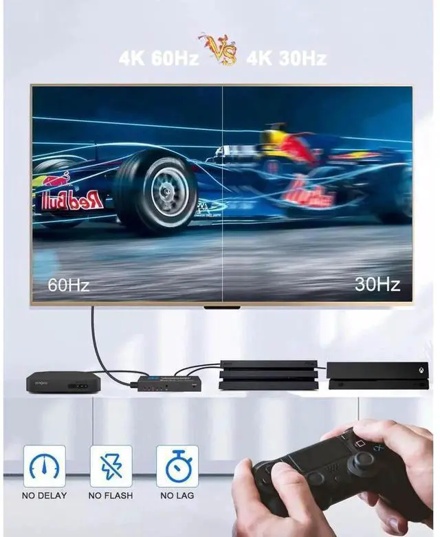Alt view image 5 of 7 - 5 Port Metal HDMI 2.0 Switch 5 in 1 Out with IR Remote Control, 5x1 HDMI Switch Splitter Supports 4K@60Hz HDCP 2.2, 3D 2160P 1080P UHD HDR, Compatible with PS3 PS4 Xbox Game Consoles Model OZQ3-4 eokC