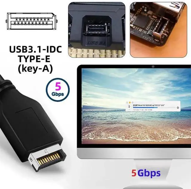 Alt view image 4 of 7 - 19/20Pin or Type-E Header to Dual USB 3.0 19/20Pin Female Splitter Hub, 5Gbps 1 to 2 Internal PCBA Adapter for Motherboard Front Panel USB Port Expansion on Desktop PC Case