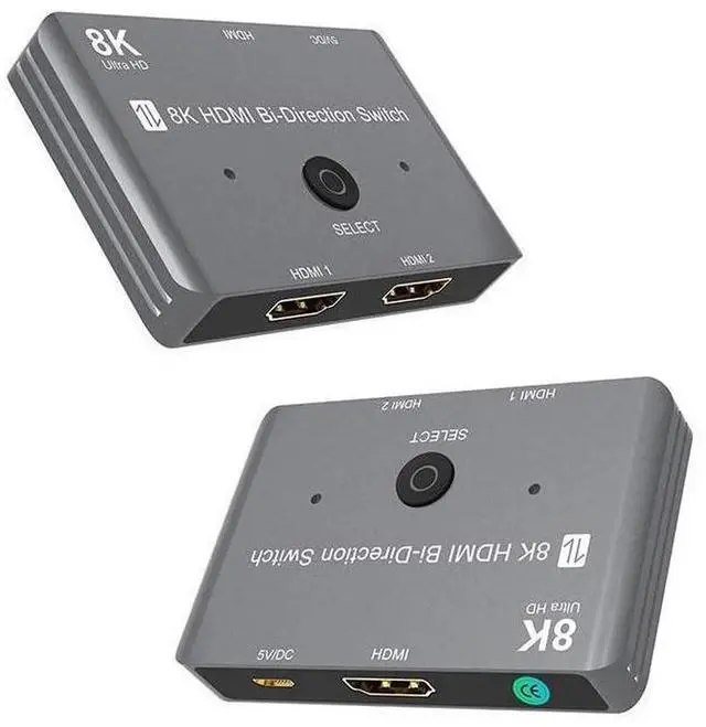 Main image of Gray Bi-Directional HDMI 2.1 Switch 8K@60Hz 4K@120Hz 48Gbps High Speed, 2 in 1 Out & 1 in 2 Out HDMI Splitter Adapter Compatible with PS5 Xbox Series X Game Consoles Model eokCXOY