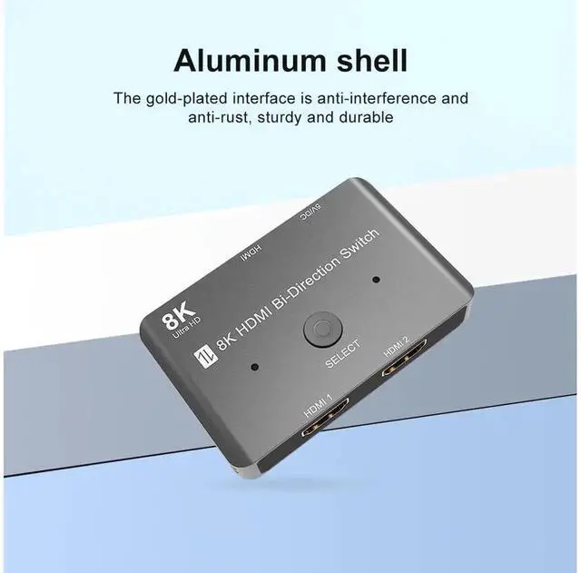 Alt view image 5 of 7 - Gray Bi-Directional HDMI 2.1 Switch 8K@60Hz 4K@120Hz 48Gbps High Speed, 2 in 1 Out & 1 in 2 Out HDMI Splitter Adapter Compatible with PS5 Xbox Series X Game Consoles Model eokCXOY