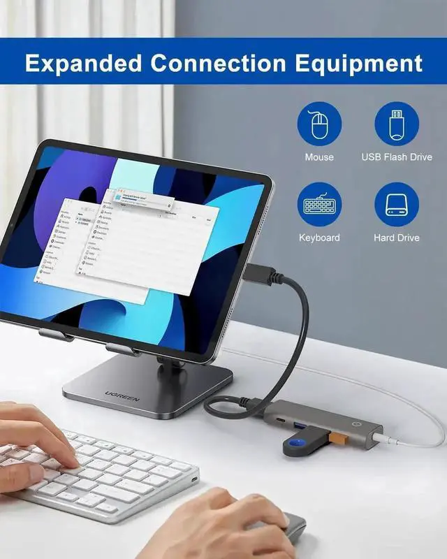 Alt view image 6 of 7 - 4 Port Aluminum USB-C to USB-A Hub, USB 3.2 Gen 2 SuperSpeed 10Gbps Multiport Expander, Portable Type-C Data Hub Compatible with MacBook, Windows Laptops, Desktop PC, iPhone 15 16 Pro Max and Other Ty