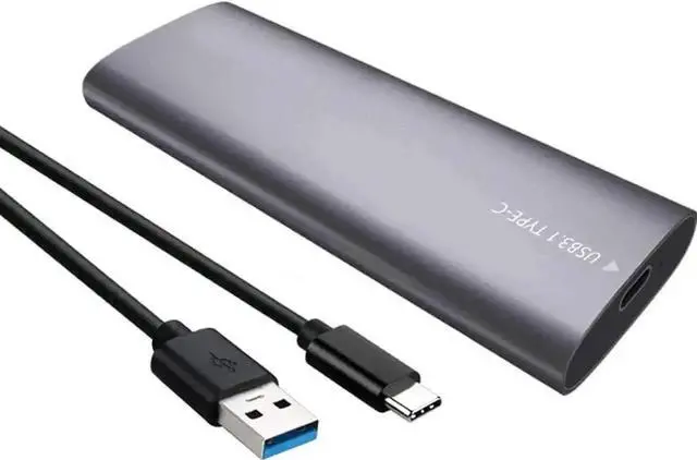 Main image of Gray Dual Protocol M.2 SSD to USB3.1 Type-C External Hard Drive Enclosure, Portable Storage Case Compatible with NVMe M Key and SATA B Key NGFF M.2 Solid State Drives for Data Backup