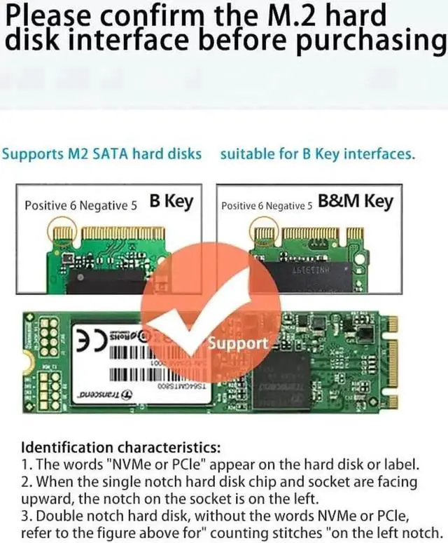 Alt view image 5 of 7 - Gray Dual Protocol M.2 SSD to USB3.1 Type-C External Hard Drive Enclosure, Portable Storage Case Compatible with NVMe M Key and SATA B Key NGFF M.2 Solid State Drives for Data Backup