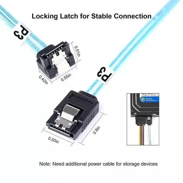 Alt view image 3 of 5 - 100CM 6 Ports SATA 7Pin to 6 Ports 90 Degree Right Angle SATA Cable, Multi-channel Hard Drive Power Data Extension Cord for PC Desktop HDD SSD Server Internal Wiring