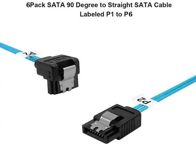Alt view image 4 of 5 - 100CM 6 Ports SATA 7Pin to 6 Ports 90 Degree Right Angle SATA Cable, Multi-channel Hard Drive Power Data Extension Cord for PC Desktop HDD SSD Server Internal Wiring