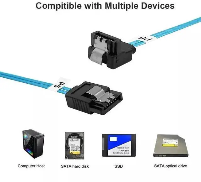 Alt view image 5 of 5 - 100CM 6 Ports SATA 7Pin to 6 Ports 90 Degree Right Angle SATA Cable, Multi-channel Hard Drive Power Data Extension Cord for PC Desktop HDD SSD Server Internal Wiring