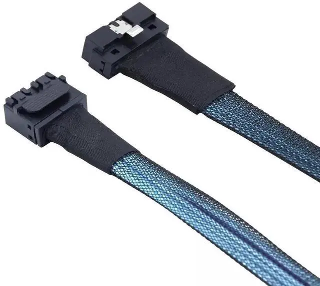Alt view image 2 of 6 - 80CM SAS 4.0 PCIe Slimline LP Low Profile SFF-8654 8i 74Pin to SFF-8643 8i 36Pin Server Storage Adapter Cable, High Speed Mini SAS HD Internal Data Cord for RAID Controller & Hard Drive Backplane