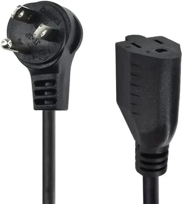 Alt view image 2 of 4 - 1Ft 0.3M Black Short 3 Prong Flat Plug Extension Cord, 16AWG 125V 1625W Heavy Duty Power Cable, Indoor & Outdoor Safe Electrical Extension Wire for Household Appliances