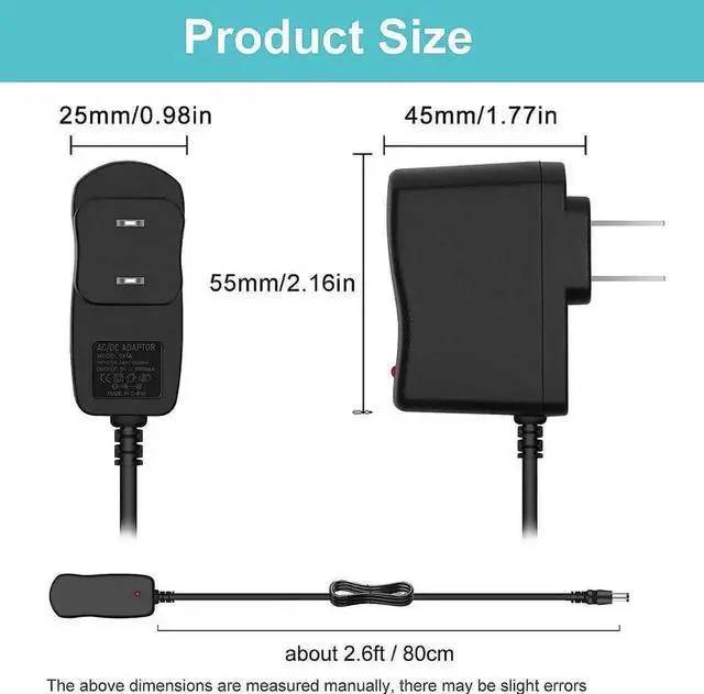 Alt view image 3 of 6 - DC 5V 1A 5W AC DC Power Supply Adapter, 50/60Hz Input with Dual DC Plugs 3.5x1.35mm & 5.5x2.5mm Male Connectors, Universal 1000mA Wall Charger for Small Electronic Devices